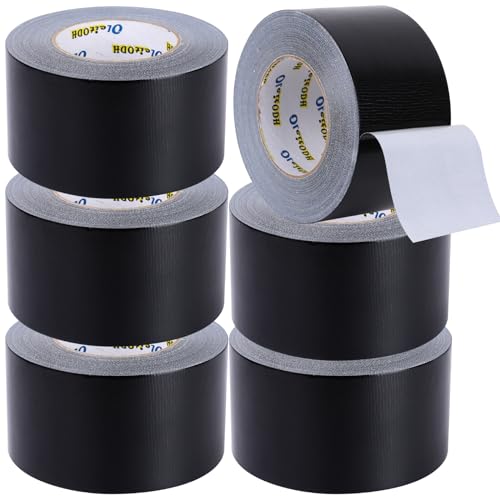 Oleitodh 6 Pack 3 in Duct Tape Black Heavy Duty 330 Yards x 3 Inch - Strong, Flexible,No Residue,All-Weather and Tear by Hand - Bulk Value for Do-It-Yourself Repairs and Professional Use - color: Black, size: 3inch x 330 yards