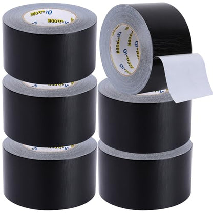 Oleitodh 6 Pack 3 in Duct Tape Black Heavy Duty 330 Yards x 3 Inch - Strong, Flexible,No Residue,All-Weather and Tear by Hand - Bulk Value for Do-It-Yourself Repairs and Professional Use - color: Black, size: 3inch x 330 yards