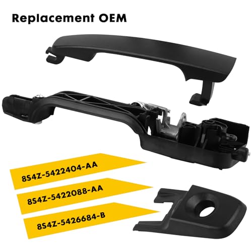 SHACHAR Exterior Door Handle Kit, Front Right Passenger Side 8S4Z-5422404-AA Compatible with Ford Focus 2008-2011, Cap w/o Hole 8S4Z-5422088-AA, Bracket 8S4Z-5426684-B Matte Black - size: Front Right Passenger Side