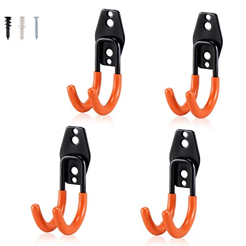 AOBEN Garage Hooks Heavy Duty, Steel Garage Storage Hooks, Utility Tool Hangers and Combinable Wall Mount for Organizing Ladders, Bikes, Hoses, and More Equipment (Small J, 4 Pack) - size: Small J Hooks, 4 Pack