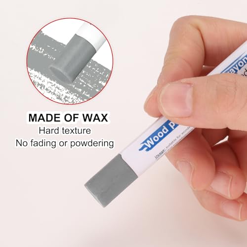 HARFINGTON Wood Filler Sticks 6 Colors Wooden Wax Touch Up Furniture Repair Crayons for Medium Green, Turquoise, Gray, Khaki, Light Khaki, Titanium White - color: Bean Greens Series