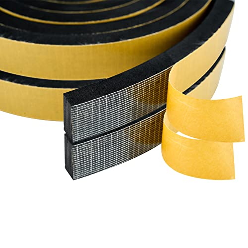 High Density Foam Weather Stripping Door Seal Strip Insulation Tape Roll for Insulating Door Frame, Window, Air Conditioner | Self Adhesive Sealing Weatherstrip (Black, 1 in 3/4 in x 13 Ft) - color: Black, size: 1 In 3/4 In x 13 Ft