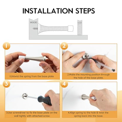 HOME MASTER HARDWARE 12 Pack Spring Door Stops, 3 Inch Wall Mounted Spring Doorstop, with Rubber Bumper, Satin Nickel - color: ‎Satin Nickel
