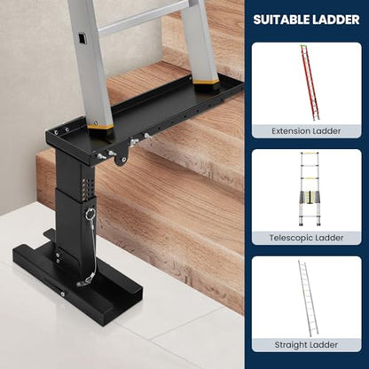 Ladder Extender Pro, Heavy-Duty Ladder Leveler, 20"-29.9" Adjustable Length Range Ladder Stabilizer, 10.4"-17.5" Adjustable Height Range Foldable Ladder-Aide for Single and Extension Ladders