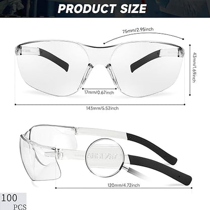 Salfboy Clear Safety Glasses Bulk of 100 ANSI Z87.1 Protective Eyewear Scratch-Resistant for Work, Lab, Construction - color: Colorful