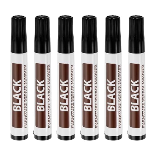 uxcell Furniture Repair Wood Markers, 6 Pcs Black Touch Up Filler Sticks, Oil Based Paint Markers for Scratches, Wood Floors, Tables, Cabinet, Carpenters, Cover Ups - color: Black