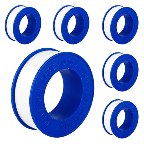 6 Pack PTFE Plumbers Tape Professional Thread Seal Tape for Pipe Sealing, Teflon Tape for Plumbing Leak Prevention, Suitable for Home, Office, and Industrial Use (1/2" x 393") - size: 6 Pack