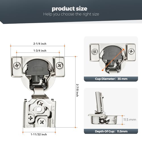 10 Pack (5 Pairs) 3/4" Overlay Soft Close Cabinet Hinges, Satin Nickel Stainless Steel Concealed Hinges with 3D Self-Closing for Face Frame Doors & Kitchens - size: 3/4 inch Overlay