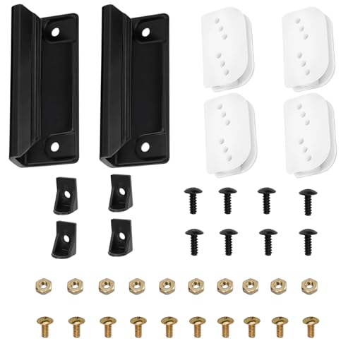 DK100-A Shed Door Full Kit Door Tune-Up Kit Replacements Parts for Arrow Shed Sliding Doors Includes 2 Door Handles, 4 Lower Door Guides, 4 Door Slides, Screws and Nuts-Black - color: Black