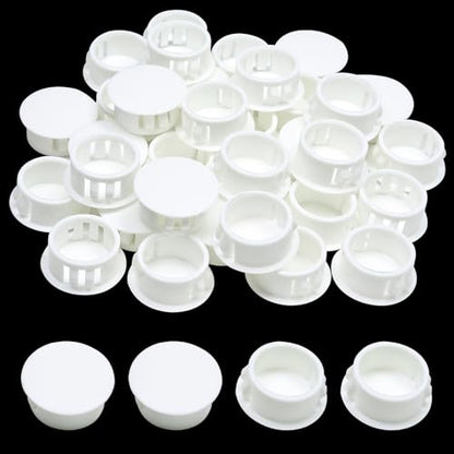3/4 In/19 mm White Plastic Hole Plugs, Snap in Locking Fastener Covers for Kitchen Cabinet Furniture Electric Box, Door Screw Hole Cover, Sheet Metal Tube Pipe Choke Plug, 40PCS - style: 19mm (3/4")
