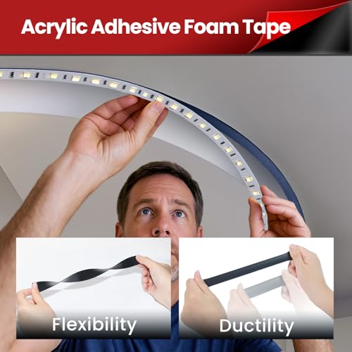 Double Sided Heavy Duty Mounting Tape, 16.5 FT × 0.94 in, Waterproof, High Temp Resistant, for Automotive Trim, LED Strips, Home & Office Décor - size: 16.5FT x 0.94in (Wide Roll)