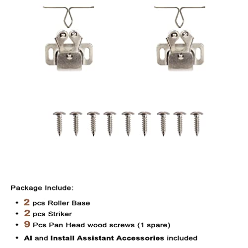 Keenkee 2 PCS Cabinet Latch Double Roller Catch Hardware for Cupboard Closet Cabinet Door Latches and Catches, Nickel - color: Nickel 2ps