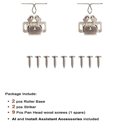Keenkee 2 PCS Cabinet Latch Double Roller Catch Hardware for Cupboard Closet Cabinet Door Latches and Catches, Nickel - color: Nickel 2ps