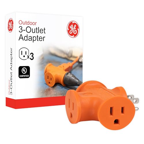 GE 50281 Heavy Duty 3 Outlet Adapter, Power Outlet Splitter, Grounded Wall Tap, Heavy Duty, UL Listed, Orange - color: Orange