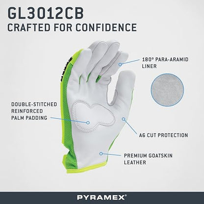 Pyramex Premium Goatskin Safety Gloves With A6 Cut Level And Impact Protection Size L - size: Large