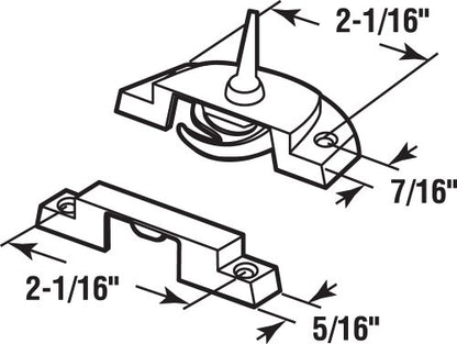 Prime-Line F 2588 Sash Lock, 2-1/16 In. Hole Centers, Fits Single and Double Hung vinyl Windows, Diecast, White, (Single Pack) - color: White