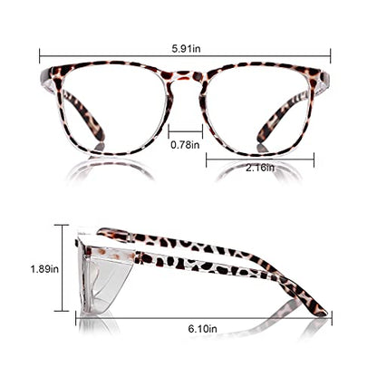 Stylish Safety Glasses Goggles for Women Girls Anti-fog Glasses Protective Eyewear Clear Glasses - color: 2 Pack: Blue +Tortoise