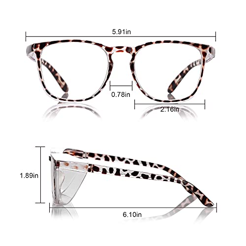 Stylish Safety Glasses Goggles for Women Girls Anti-fog Glasses Protective Eyewear Clear Glasses - color: 3 Pack: Blue+tortoise+black