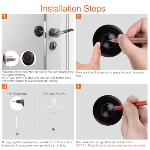 Convex Wall Door Bumper Stop Oil Rubbed Bronze – 2-1/2” Outside Diameter Stainless Steel Cover with Bigger 1-1/4” Oil Rubbed Bronze Rubber Bumper – Easy to Install with Screw - color: Convex-Oil Rubbed Bronze, size: 1 Pack