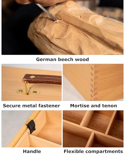 DJAR Artist Storage Box Beechwood Art Supply Organizer, Portable Large Sturdy Wood Tool Box, Natural - color: Natural