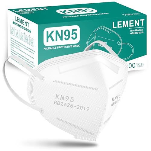 LEMENT KN95 Face Masks,100 Pack Breathable Cup Dust Disposable Masks For Adults,White - color: Adult-100 Pack-white