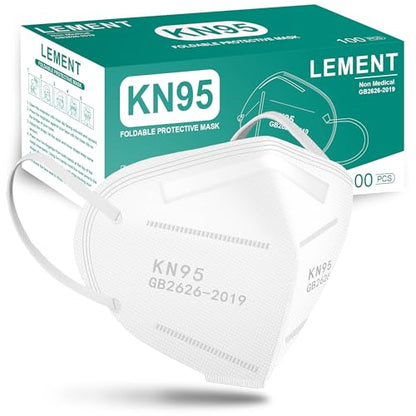 LEMENT KN95 Face Masks,100 Pack Breathable Cup Dust Disposable Masks For Adults,White - color: Adult-100 Pack-white