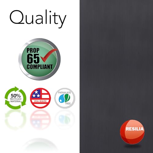 RESILIA Black V-Groove Utility Runner - Waterproof Vinyl Floor/Surface Protector, Heavy Duty Mats, Indoor Hardwood, Hard Floors, Garage, Hallway, Entryway, Kitchen, & Outdoor, 27” x 25’, Made in USA - size: 27" x 300"