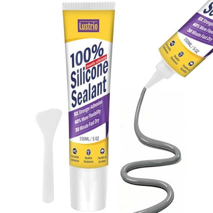 100% Silicone Sealant, High Strength Flexible Waterproof Sealant Adhesive for Bathroom, Kitchen, Sinks, Auto, Doors, Windows, 5 Oz Tube (Gray) - color: gray