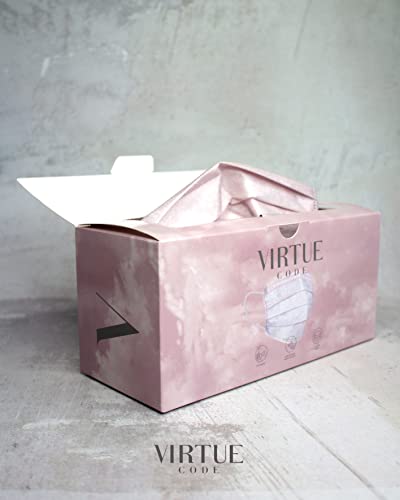 VIRTUE CODE On The Go Curved Face Masks - Soft 3 Ply Comfort 50 Disposable Face Masks - color: Pink