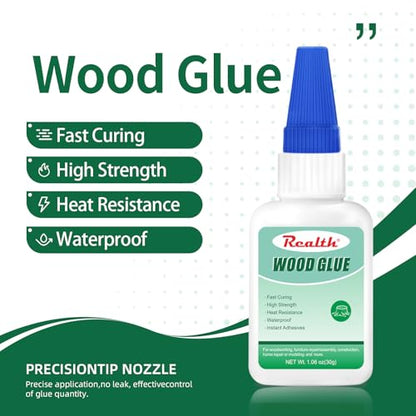 Wood Glue 30g, Super Glue for Wood Furniture Repair, Waterproof Clear Adhesive for Woodworking, Crafts DIY, Baseboard, Cabinets, Door, Indoor & Outdoor, with Anti-Clog Cap - size: 30g, style: Wood Glue