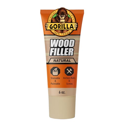 Gorilla All Purpose Wood Filler, Natural Color, 6 Ounce Tube (Pack of 1) - Water Resistant for Indoor or Outdoor Projects and Repairs - color: Natural, size: 1 - Pack