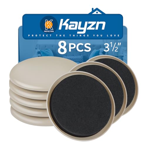 Furniture Sliders 8pcs 3 1/2 inch - Heavy Duty Reusable Round Sliders for Moving Furniture on Carpet, Easily Move Couches/Beds/Armoires - size: 8pcs 3.5" Beige