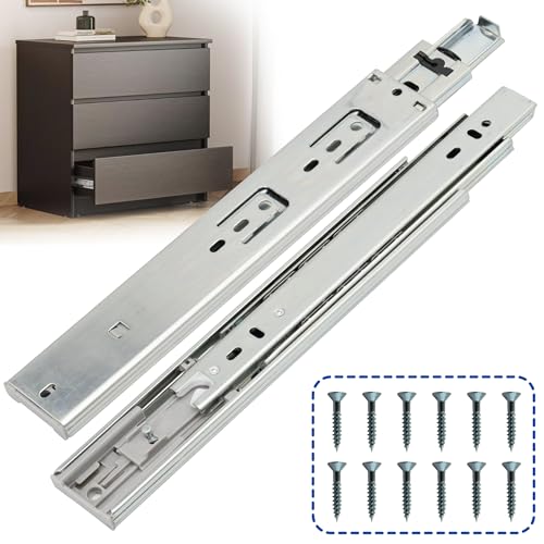 14 Inch Soft Close Drawer Slides 1 Pairs (2pcs) Side Mount Rails- Heavy Duty Full Extension Ball Bearing – Drawer Slide Glides for Cabinet Kitchen, Dresser Runners - Draw Slides Sliders 100LB - color: Silver-Soft Close, size: 14 Inch