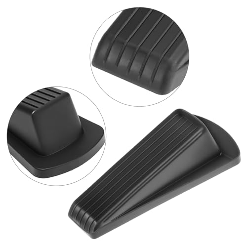 QWORK Door Stoppers, 4 Pack Natural Rubber Wedge, Non-Slip, Door Stop for Wooden, Glass, and Heavy Industrial Door