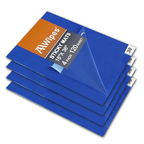 AAwipes Sticky Mat Tacky Pads Adhesive 18" x 36" 4 Packs, 30 Sheets/Packs, 120 Sheets Total Blue Cleanroom Floor Mats for Laboratory Construction Hospital Shoes - color: 18" x 36" Blue