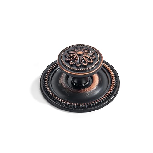 khtumeware 10 Pack 2.5 Inch Oil Rubbed Bronze Cabinet knobs with Backplate,Vintage Backplate for Cabinet knobs and Drawer knobs, Bi-Fold Door Knobs - color: Oil Rubbed Bronze, style: 10-Pack