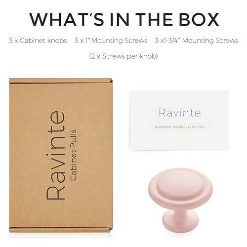 Ravinte 3 Pack 1-1/4 inch Kitchen Cabinet Knobs Pink Frosted Dresser Zinc Pulls Door Drawer Handles for Dresser Drawers - color: Pink