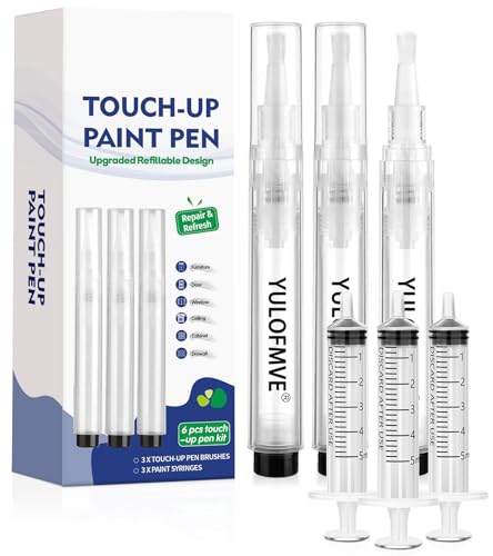 Fillable Touch Up Paint Pen Brush, 3 Pcs Paint Pen for Wall Touch Up, Refillable Paint Pens for Walls, Wood Floors, Cabinets, Windows, Doors (6 Pcs Pack of 1) - size: 6 Pcs(pack of 1)