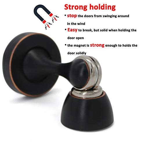 Solid Mental Magnetic Door Stop, Wall Mounted, Oil Rubbed Bronze, 2 Pack - color: Oil Rubbed Bronze