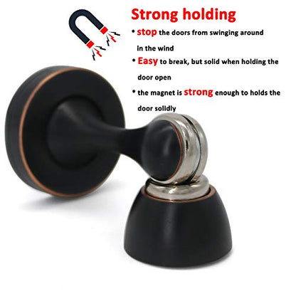 Solid Mental Magnetic Door Stop, Wall Mounted, Oil Rubbed Bronze, 2 Pack - color: Oil Rubbed Bronze