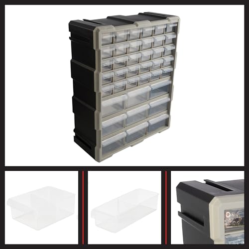 Stalwart 39-Drawer Plastic Small Parts Organizer - Desktop or Wall Storage Drawers for Organizing Hardware, Crafts, Garage, or Classroom (Black) - style: 39 Drawers
