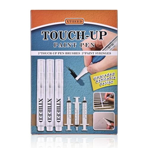 Fillable Touch Up Paint Pen, Refillable Paint Brush Pens, Touch up Paint pens for Walls - Wood Floors, Windows, Furniture, Kitchen Cabinet, Suitable for Any Repair(3 Pack) - color: A-03