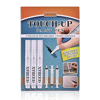 Fillable Touch Up Paint Pen, Refillable Paint Brush Pens, Touch up Paint pens for Walls - Wood Floors, Windows, Furniture, Kitchen Cabinet, Suitable for Any Repair(3 Pack) - color: A-03