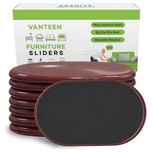 8 Pieces Furniture Sliders, 9 1/2" Sliders for Carpet Hardwood Floors Large Heavy Furniture, Reusable Heavy-Duty Gliders Movers Plastic Moving Pads Protectors (8 PCS 9 1/2" Brown) - size: 8 PCS 9 1/2" Brown