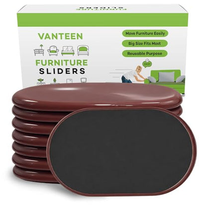 8 Pieces Furniture Sliders, 9 1/2" Sliders for Carpet Hardwood Floors Large Heavy Furniture, Reusable Heavy-Duty Gliders Movers Plastic Moving Pads Protectors (8 PCS 9 1/2" Brown) - size: 8 PCS 9 1/2" Brown