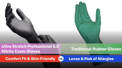 Ultra Stretch Pro 6 Mil Heavy Duty Black Disposable Nitrile Gloves, Chemical Resistant, Powder& Latex-Free, Finger Textured - size: Large (Pack of 100)