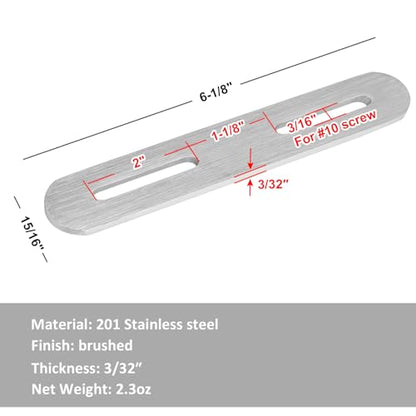 10 Pcs Flat Straight Brace for 6", Stainless Steel Adjustable Slotted Flat Mending Plate, 3/32" Thick