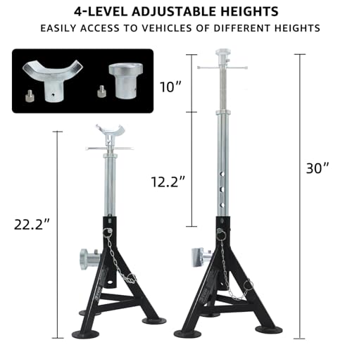 BESTOOL RV Supports Stabilizer Jacks, Travel Trailer Stabilizer Jacks Camper Jack Stands from 17.3" to 30.3" 5Ton /12000 lbs Capacity - color: Black-Dual head RV stabilizer jacks/2PC