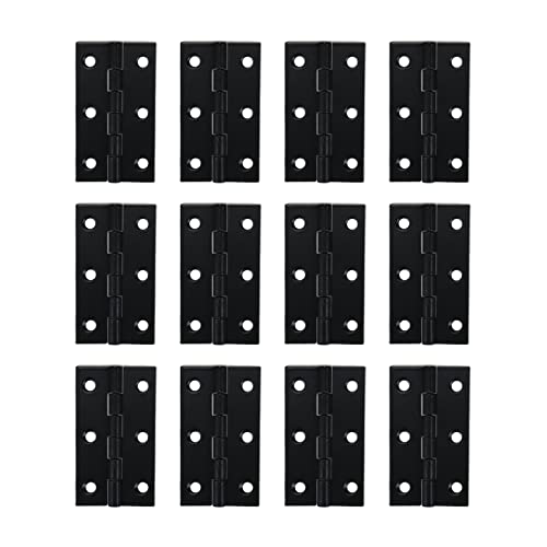 Antrader 2" Black Folding Hinges Mini Cabinet Hinges with Screws for Cabinet Drawers Jewelry Box, 12 Pack - color: Black, size: 2" x 1.1", 12pcs
