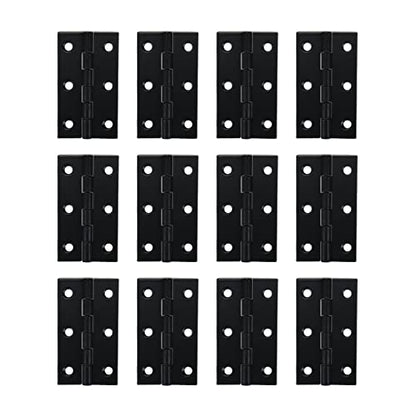 Antrader 2" Black Folding Hinges Mini Cabinet Hinges with Screws for Cabinet Drawers Jewelry Box, 12 Pack - color: Black, size: 2" x 1.1", 12pcs